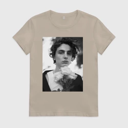 Женская футболка хлопок Timothee Chalamet с розами