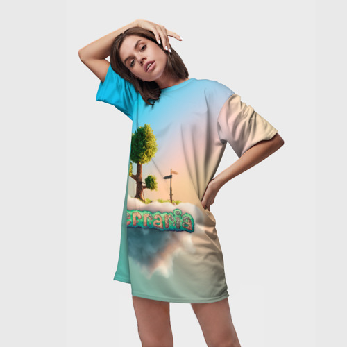 Платье-футболка 3D Облако в Террарии, цвет 3D печать - фото 3
