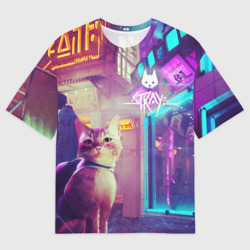 Женская футболка oversize 3D Stray Кот