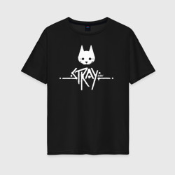 Женская футболка хлопок Oversize Stray cat - логотип 