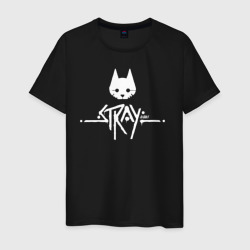 Мужская футболка хлопок Stray cat: логотип бродяга кот