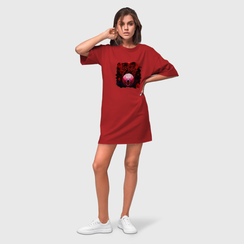 Платье-футболка хлопок Eye of Cthulhu, цвет красный - фото 3