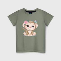 Детская футболка хлопок Обезьянка с бабочкой