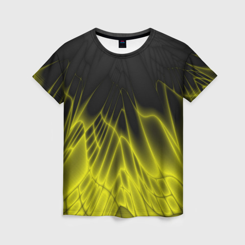 Женская футболка 3D с принтом Коллекция Rays Лучи Желтый и черный Абстракция 662-1-w1, вид спереди #2