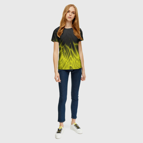 Женская футболка 3D с принтом Коллекция Rays Лучи Желтый и черный Абстракция 662-1-w1, вид сбоку #3