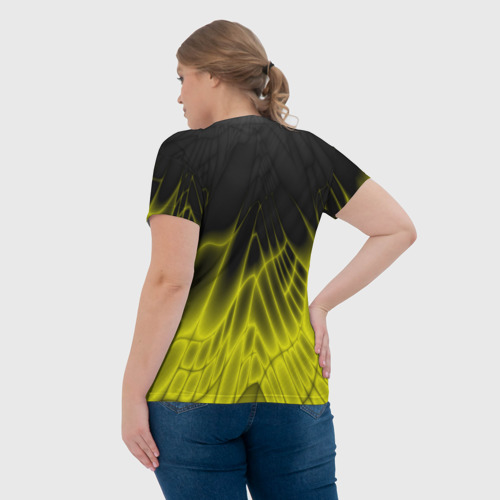Женская футболка 3D с принтом Коллекция Rays Лучи Желтый и черный Абстракция 662-1-w1, вид сзади #2