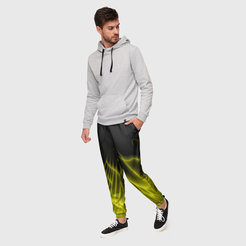 Мужские брюки 3D с принтом Коллекция Rays Лучи Желтый и черный Абстракция 662-1-w1, фото на моделе #1