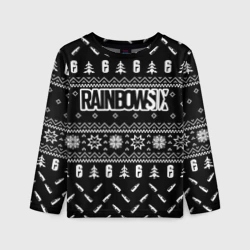 Детский лонгслив 3D Чёрный свитер Rainbow Six Siege новогодний 2022