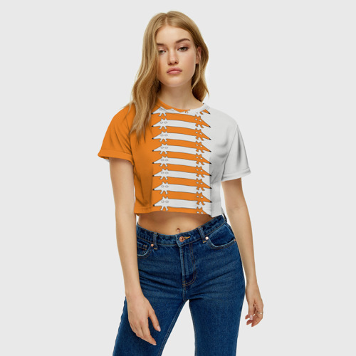 Женская футболка Crop-top 3D Лисицы Foxes, цвет 3D печать - фото 3