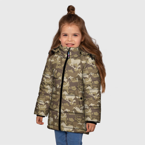 Зимняя куртка для девочек 3D Бегущие Дикие Лошади, цвет черный - фото 3