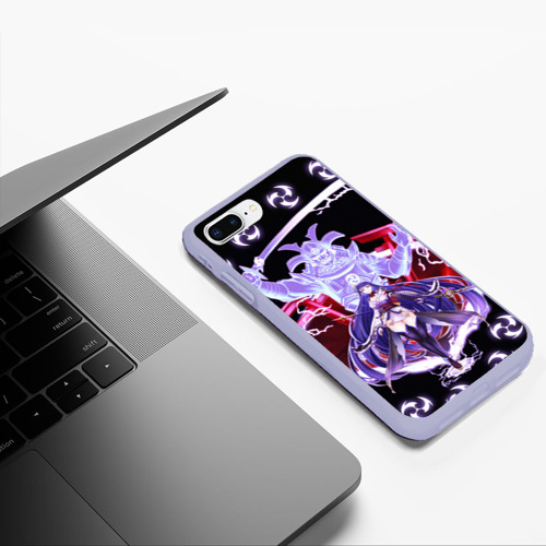 Чехол для iPhone 7Plus/8 Plus матовый Shogun Raiden samurai demon Genshin Impact, цвет светло-сиреневый - фото 5