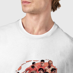 Футболка с принтом Marcel van Basten: легенды сборной Голландии для мужчины, вид на модели спереди №4. Цвет основы: белый