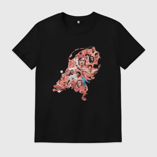 Мужская футболка хлопок с принтом Marcel van Basten: легенды сборной Голландии, вид спереди #2