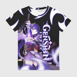 Женская футболка 3D Сёгун Райден Геншин Импакт, символ стихии