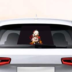 Наклейка на авто - для заднего стекла Каэдэхара Кадзуха с листочком в руках Геншин