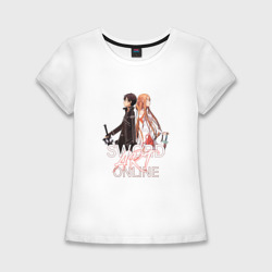 Женская футболка хлопок Slim Мастера меча онлайн, Асуна и Кирито