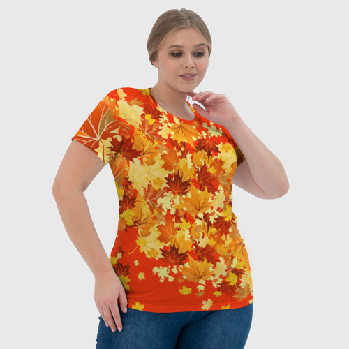 Женская футболка 3D с принтом Кленовый листопад паттерн, фото #4