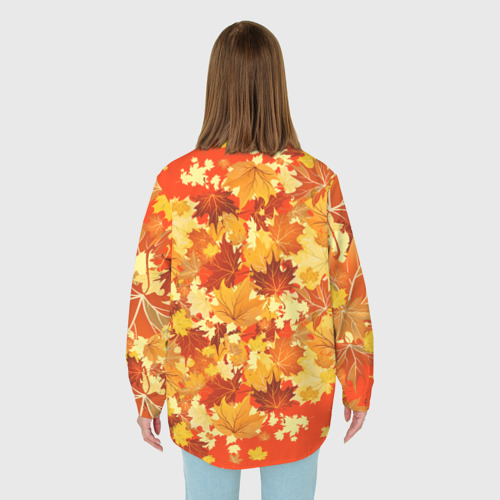 Женская рубашка oversize 3D с принтом Кленовый листопад паттерн, вид сзади #2
