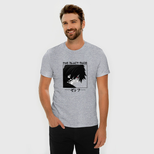 Мужская футболка хлопок Slim Хвост Феи Fairy Tail, Зереф Zeref, цвет меланж - фото 3