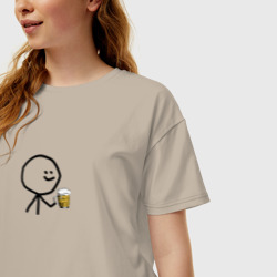 Женская футболка хлопок Oversize Человечек для двоих - фото 2