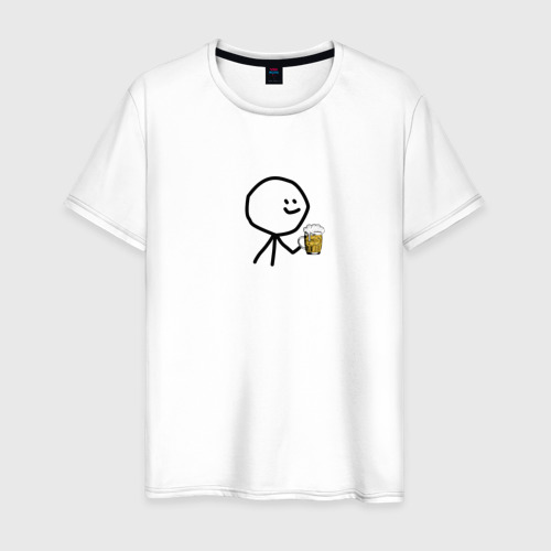 Мужская футболка хлопок Человечек для двоих, цвет белый