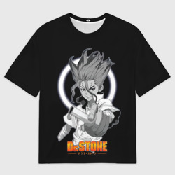 Женская футболка oversize 3D Сенку с колбой - Доктор Стоун