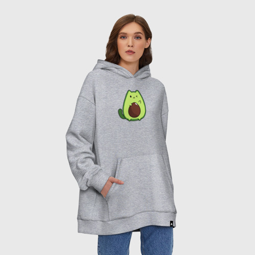 Худи SuperOversize хлопок Avo cat o подмигивает, цвет меланж - фото 3