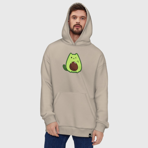 Худи SuperOversize хлопок Avo cat o подмигивает, цвет миндальный - фото 5