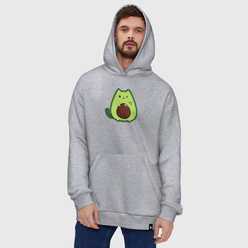 Худи SuperOversize хлопок Avo cat o подмигивает, цвет меланж - фото 5