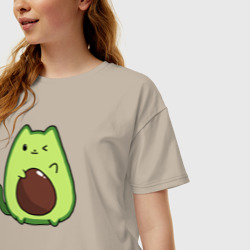 Женская футболка хлопок Oversize Avo cat o подмигивает - фото 2