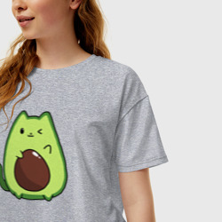 Женская футболка хлопок Oversize Avo cat o подмигивает - фото 2