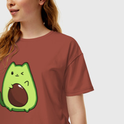 Женская футболка хлопок Oversize Avo cat o подмигивает - фото 2