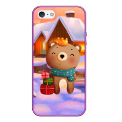 Чехол для iPhone 5/5S матовый Медвежонок новогоднее настроение