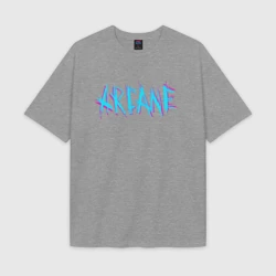 Женская футболка Oversize хлопок texturе Arcane league of Legends neon logo