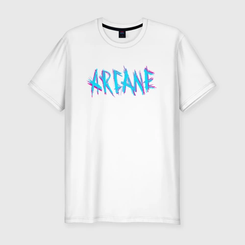 Мужская футболка хлопок Slim Arcane league of Legends neon logo