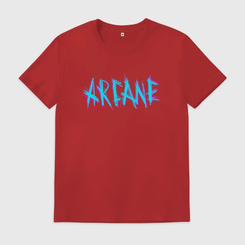 Мужская футболка хлопок Arcane league of Legends neon logo