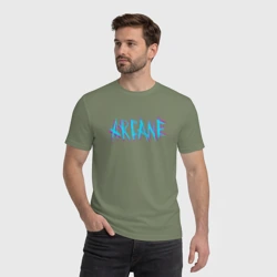 Мужская футболка хлопок Arcane league of Legends neon logo - фото 2