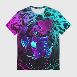 Мужская футболка 3D KDA neon graffiti league of Legends