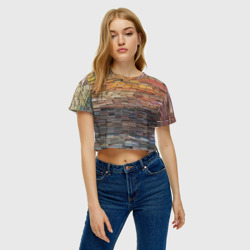 Женская футболка Crop-top 3D Книжные кирпичики знаний - фото 2