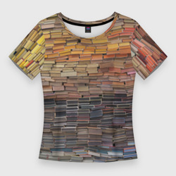 Женская футболка 3D Slim Книжные кирпичики знаний