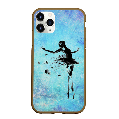 Чехол для iPhone 11 Pro Max матовый Прекрасный силуэт балерины, цвет коричневый