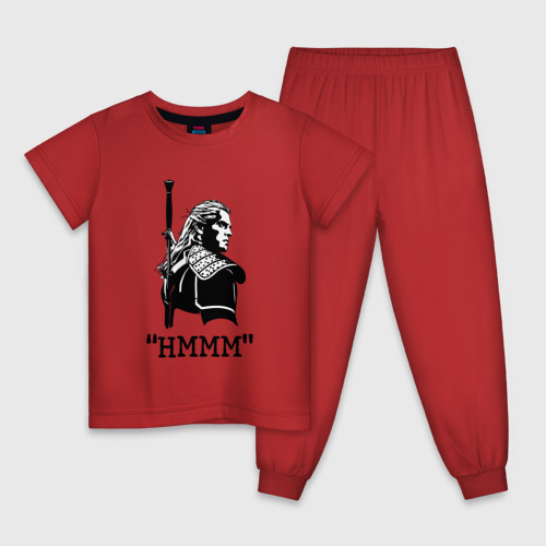 Детская пижама хлопок с принтом The Witcher HMMM, вид спереди #2