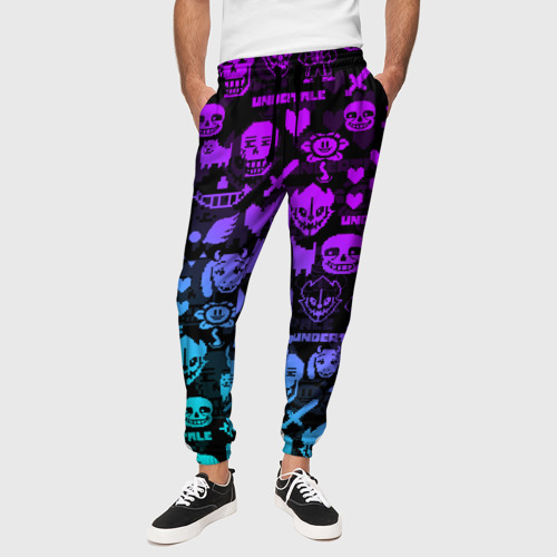 Мужские брюки 3D Undertale neon pattern узор, цвет 3D печать - фото 4