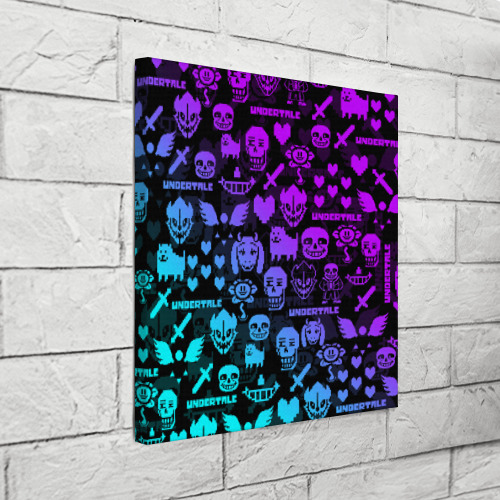 Холст квадратный Undertale neon pattern узор, цвет 3D печать - фото 3