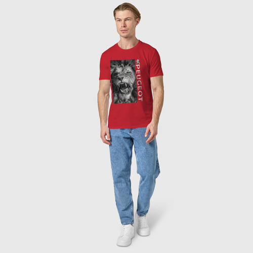 Мужская футболка хлопок Lion/Peugeot, цвет красный - фото 5