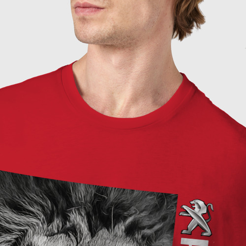Мужская футболка хлопок Lion/Peugeot, цвет красный - фото 6