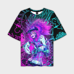 Мужская футболка oversize 3D KDA neon dragon league of Legends, неоновые брызги