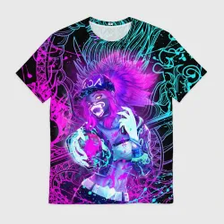 Мужская футболка 3D KDA neon dragon league of Legends, неоновые брызги
