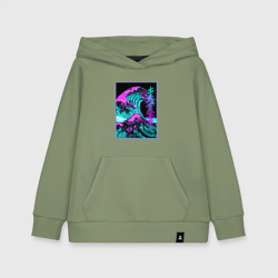 Детская толстовка хлопок Неоновая волна, Япония, Фудзияма Japan neon