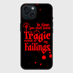 Чехол силиконовый для Apple iPhone 15 матовый Darkest dungeon red, брызги крови